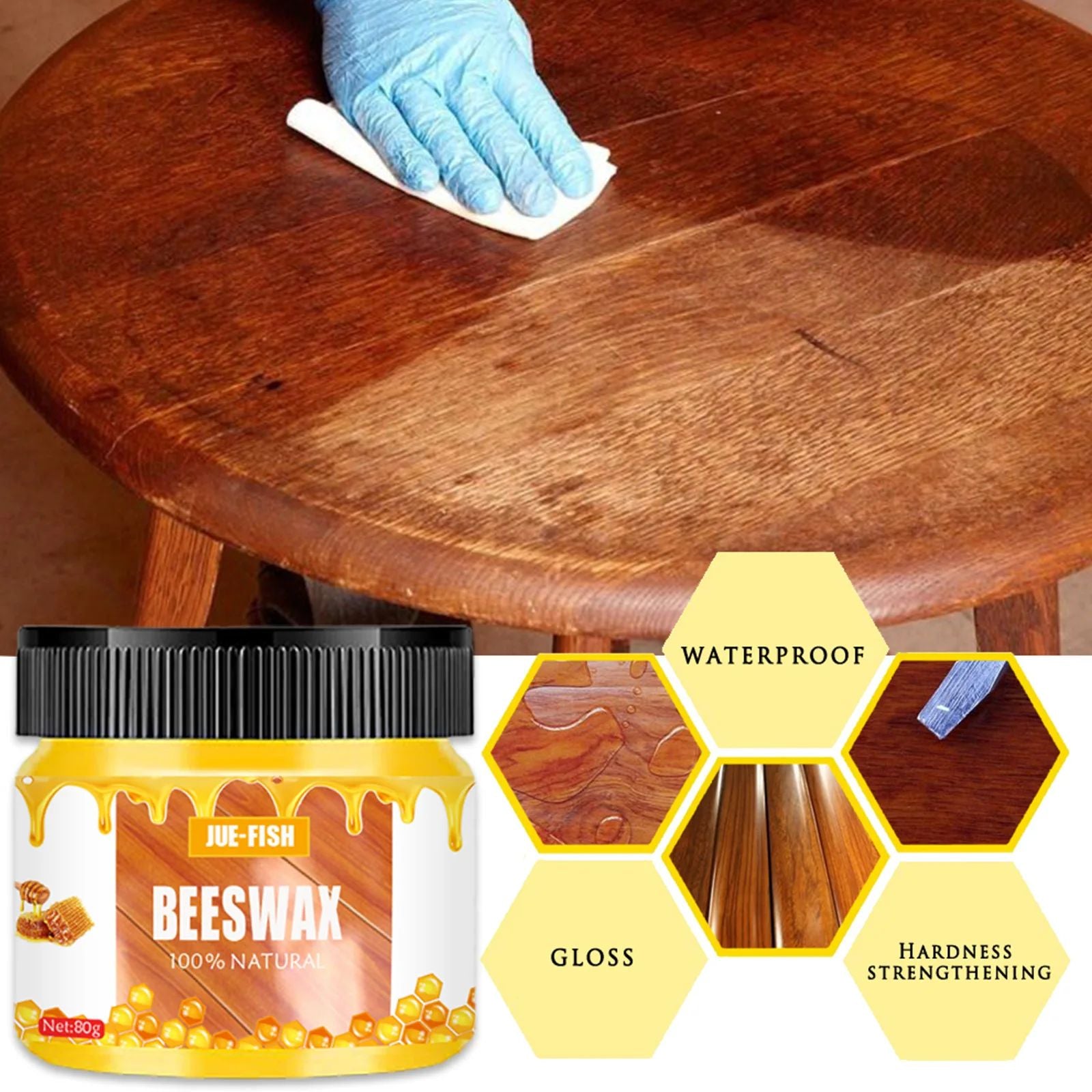 Wood Care Wax Solid Wood Furniture Polishing Seasoning Natural Beeswax Polisher Waterproof Furniture Care Maintenance Beeswax